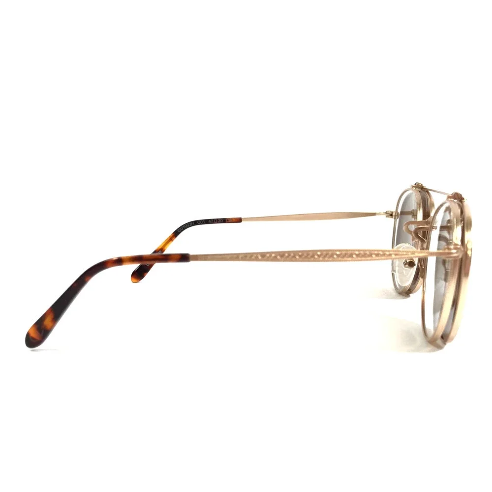 Champion Eyeglasses Frames CU1003H C01 Gold Round w/ Brown Polarized 47-20-135
